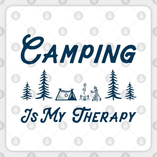 Camping Is My Therapy Sticker by happysquatch